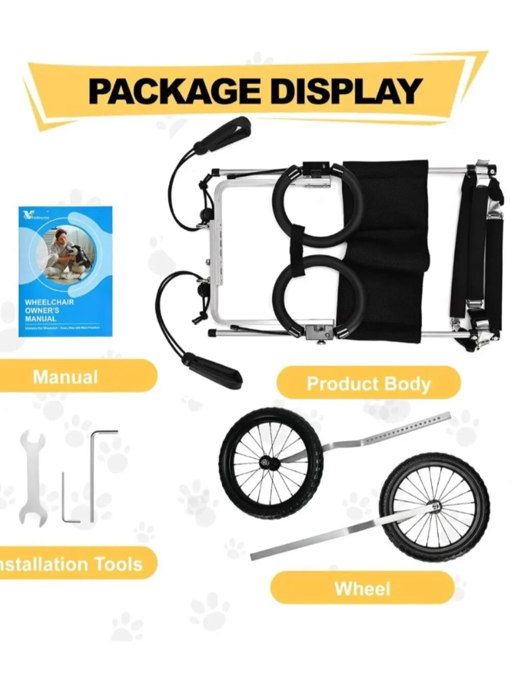 Virbraroo Adjustable Dog Wheelchair Rear Leg Mobility Cart Open Box